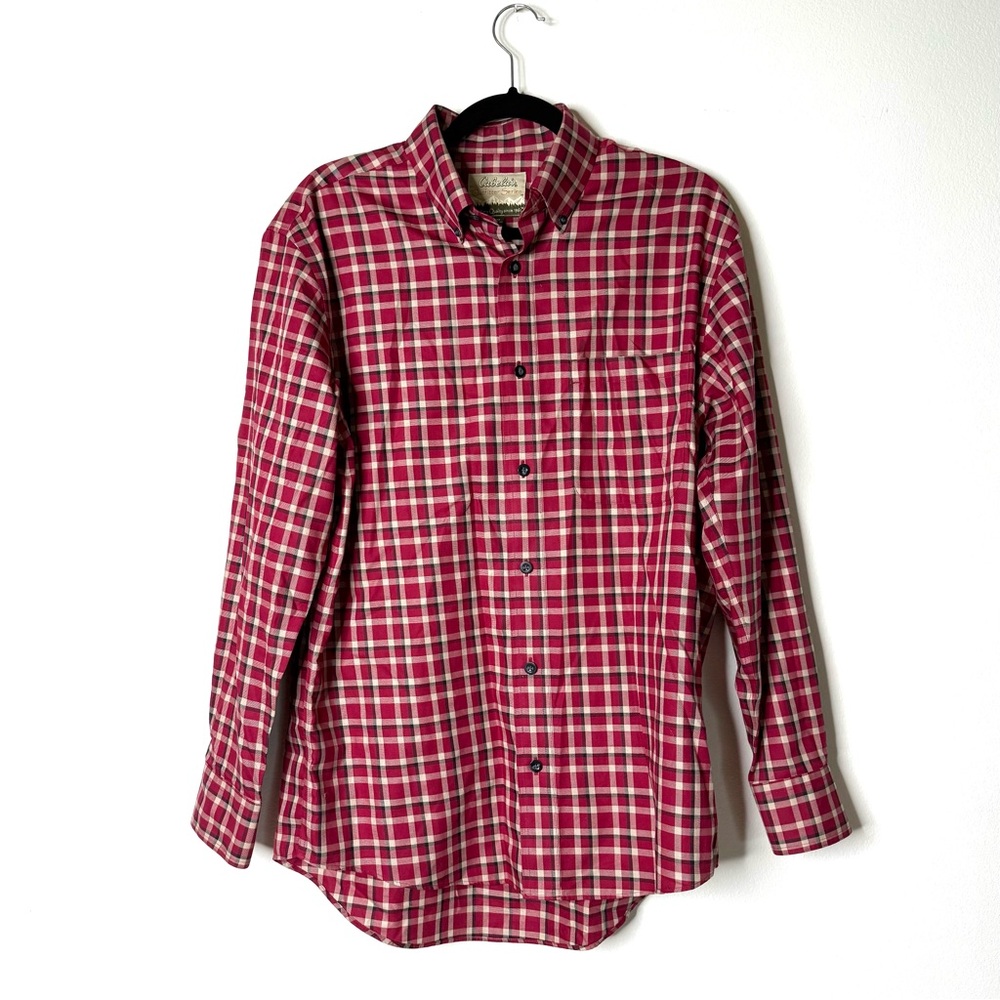 Cabela’s Outfitter Series Mens Long Sleeve Red Plaid‎ Button Down Quality Cotton